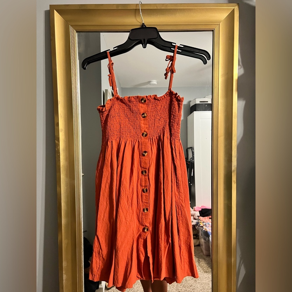 ROMWE Rust Button-Down Dress